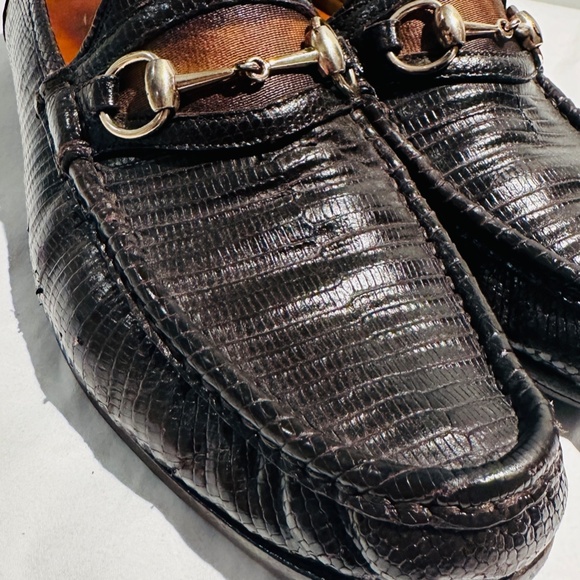 Gucci Lizard Dark Brown Men\'s Brixton Loafer Size 10.5 main image 5